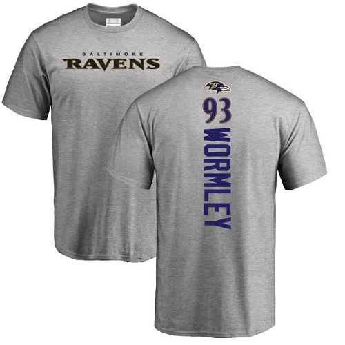 Men Baltimore Ravens Ash Chris Wormley Backer NFL Football #93 T Shirt->baltimore ravens->NFL Jersey